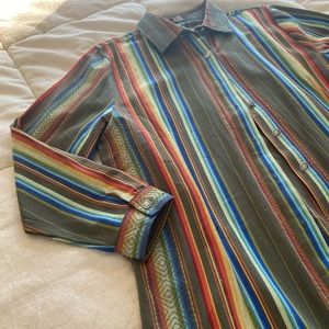 Western Stripe L&B Long Button Down Shirt